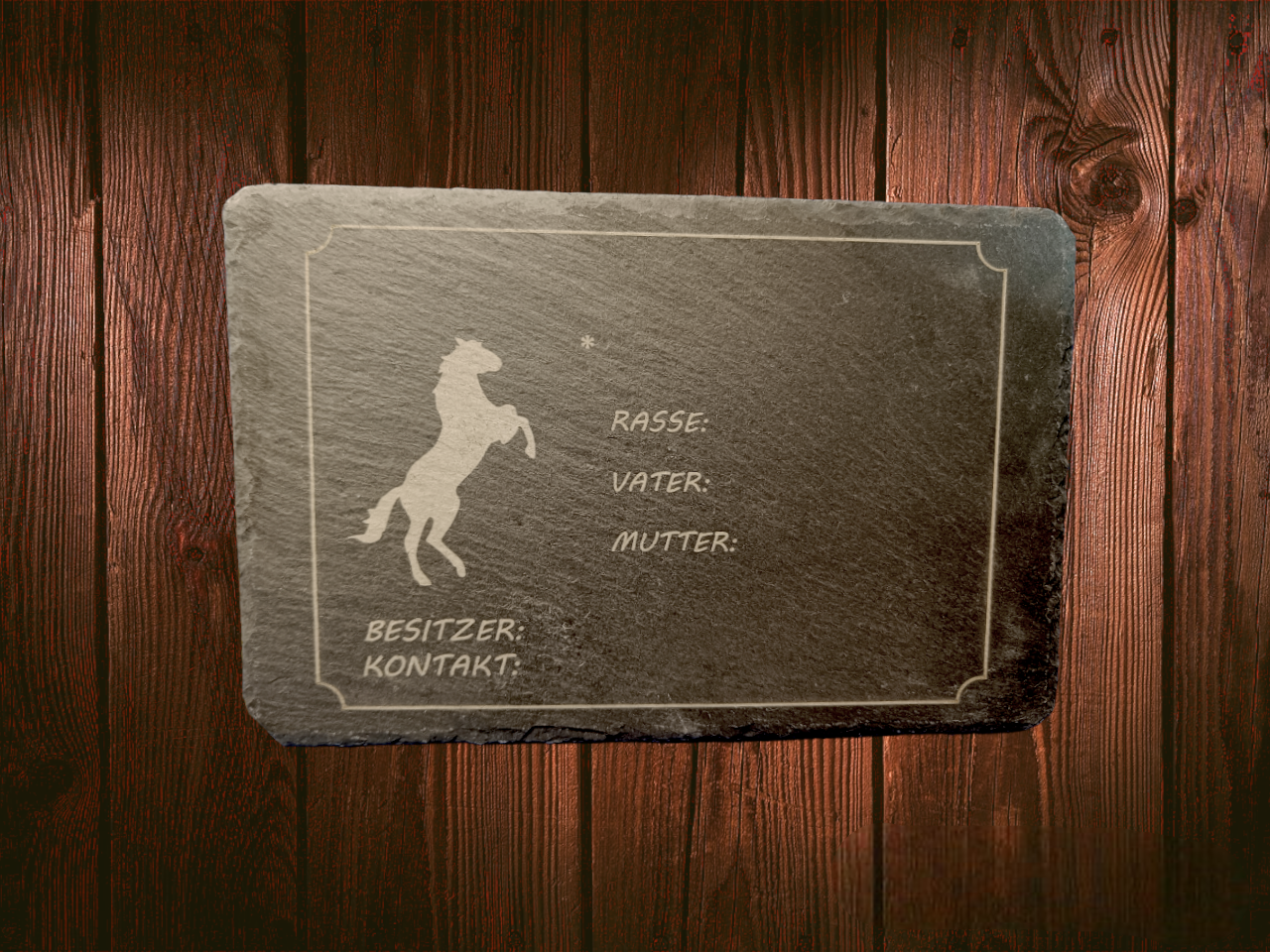 Boxenschild aus Schiefer Typ "Pferd"