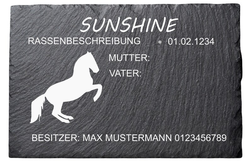 Boxenschild aus Schiefer Typ "Pferd"